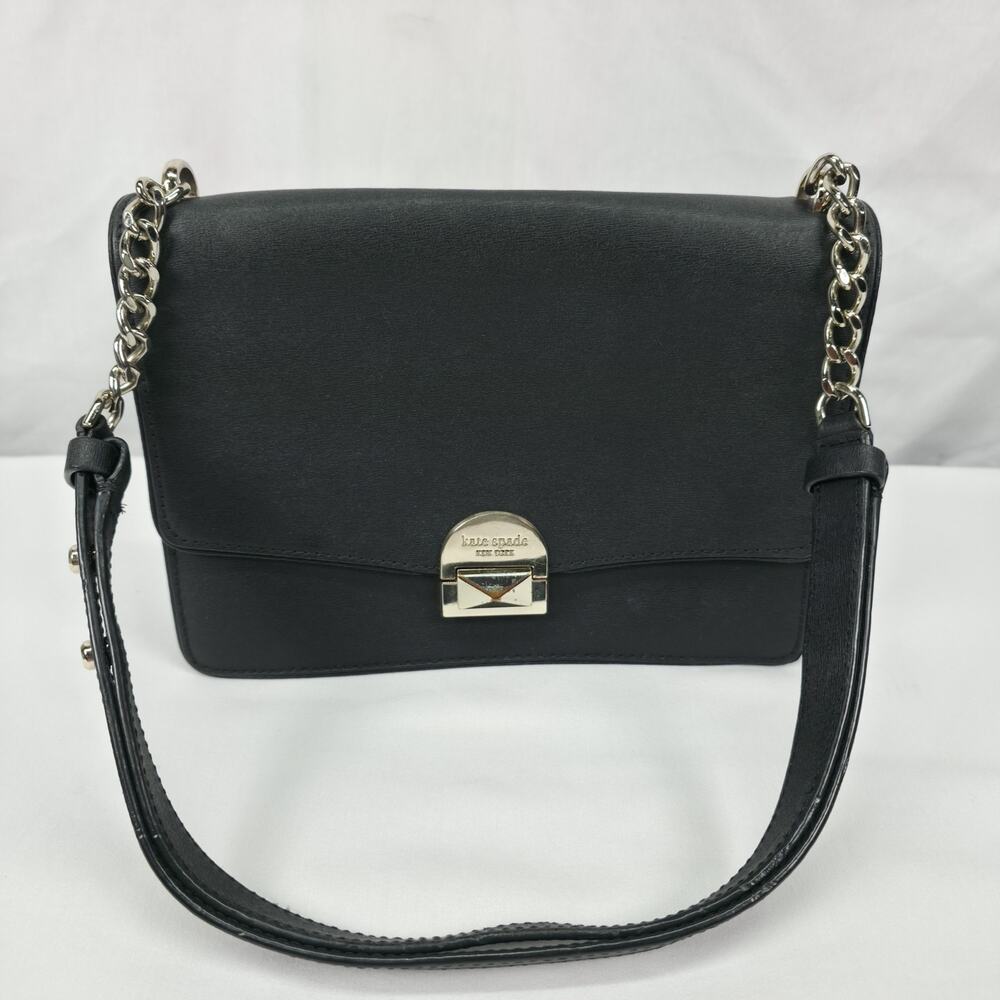 Kate Spade Moonlit Soiree Sonia Black Leather Chain Shoulder Crossbody Bag